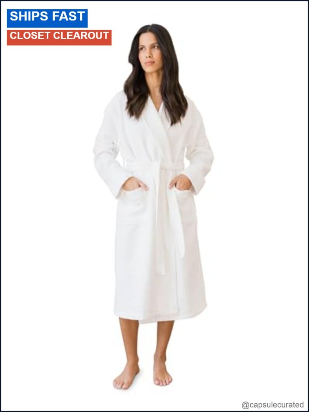 Waffle Bath Robe Lightweight Spa Robe with Pockets Cotton Viscose Adjustable Tie